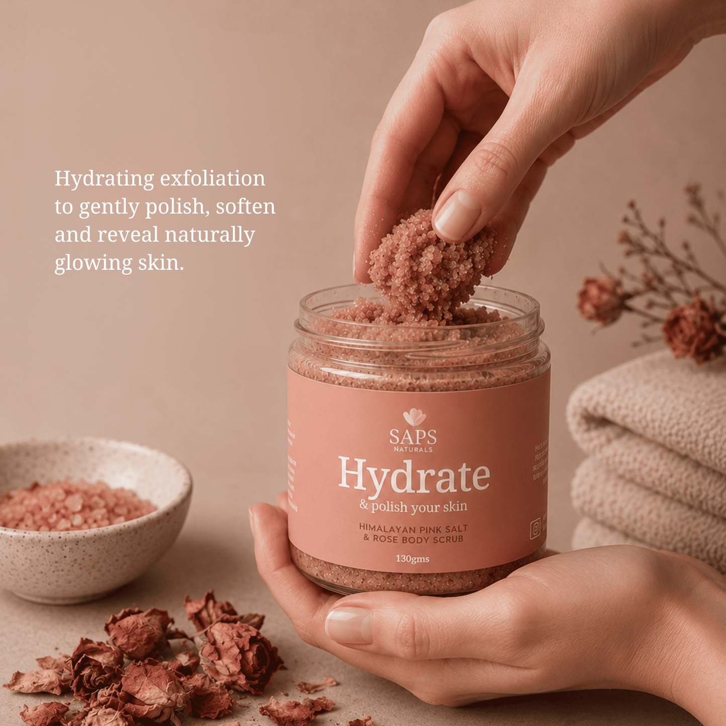 SAPS Naturals Himalyan Pink Salt & Rose Body Scrub