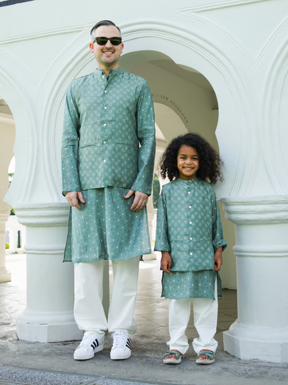 Vir Green Men's Kurta Pajama Jacket