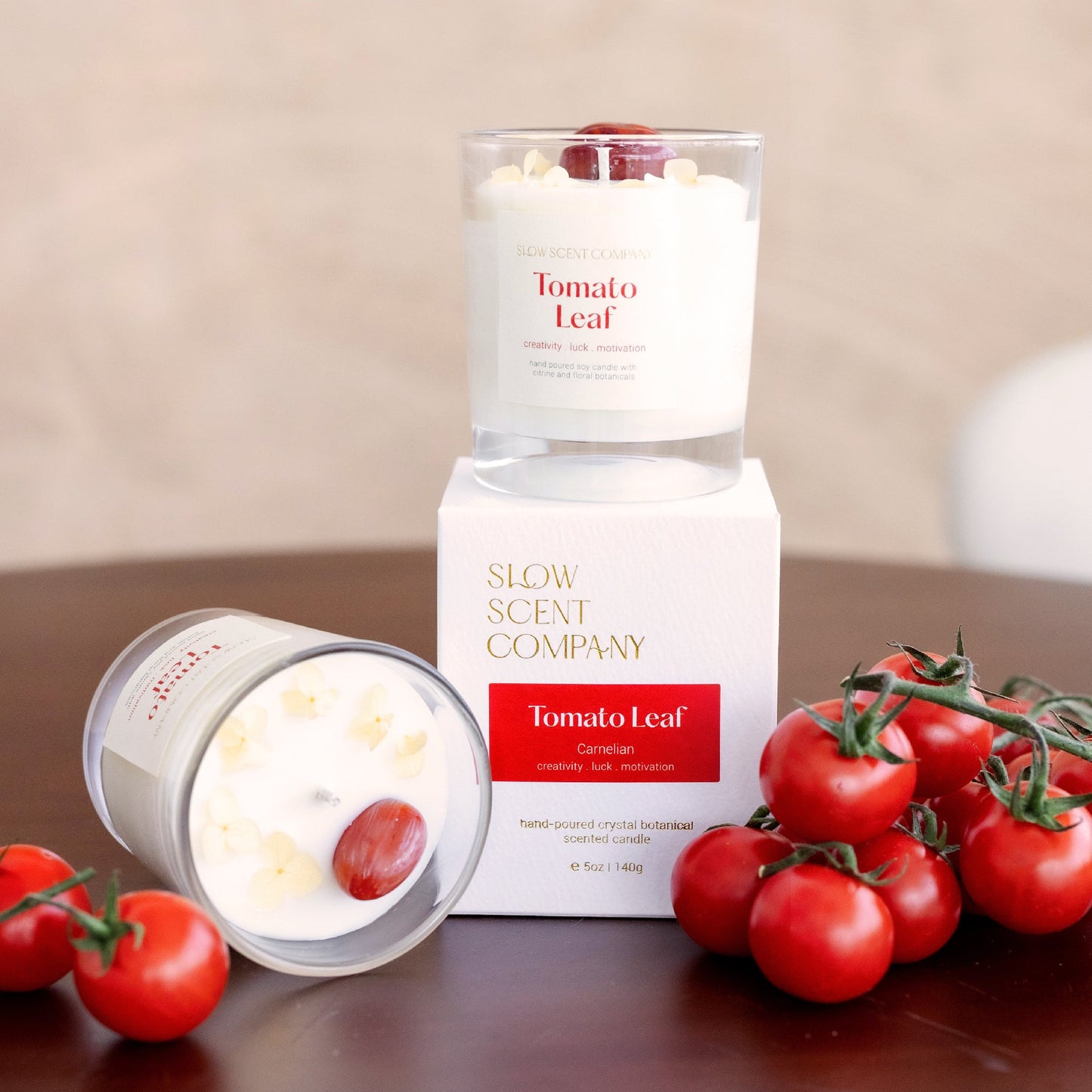 Slow Scent Tomato Leaf Scented Soy Wax Crystal Candle