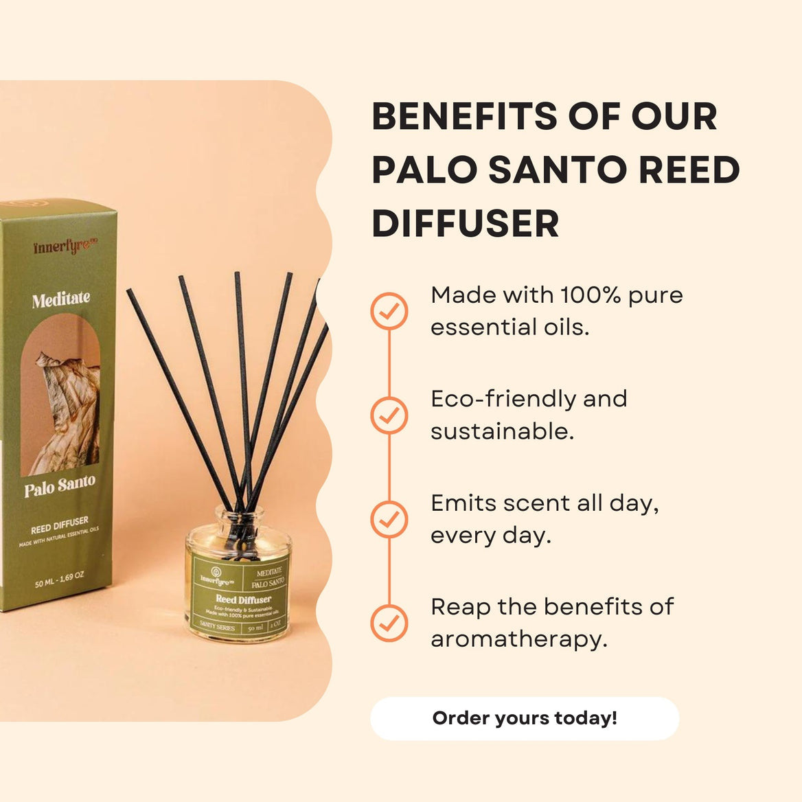 Meditate/Palo Santo Reed Diffuser by Innerfyre 50ml