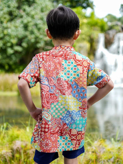 Harmony Multicolor Kids Mandarin Cotton Shirt