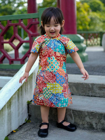 Nimbu Harmony Multicolor Girls Cheongsam Dress
