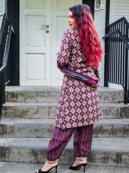 Tara Women's Choga Style Kurti & Salwar Set in Muslin Cotton