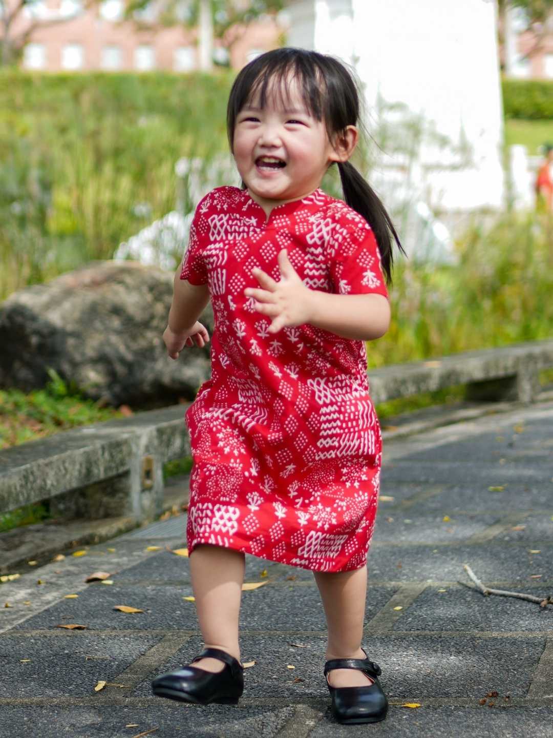 Nimbu Ember Red Girls Cheongsam Dress