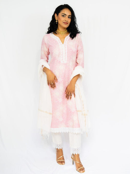 Anaya Embroidered Women Lace Kurti Pants with Dupatta