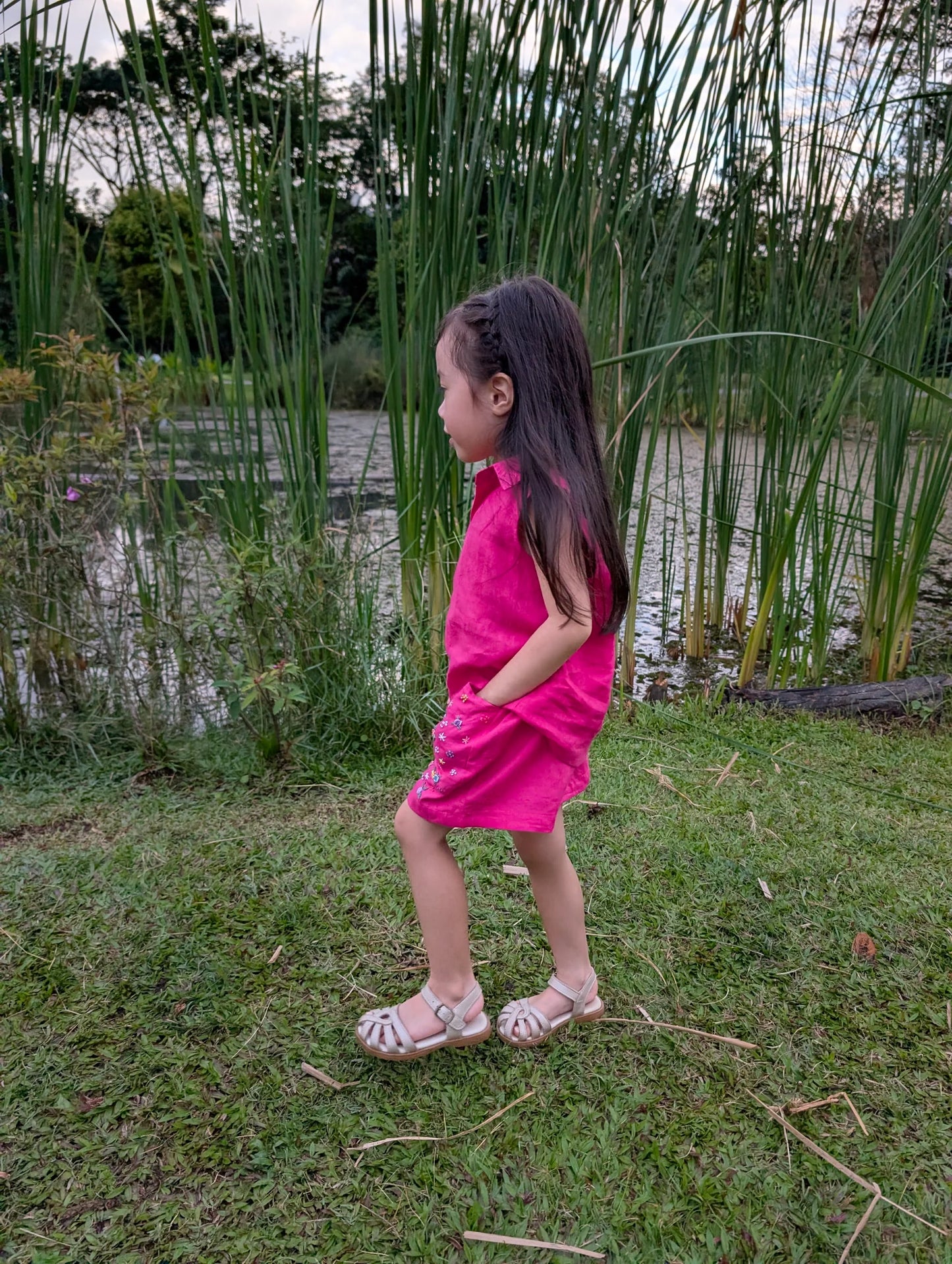 The Purestitch Kids Berry bliss Dress -100% Pure Linen Top & Shorts