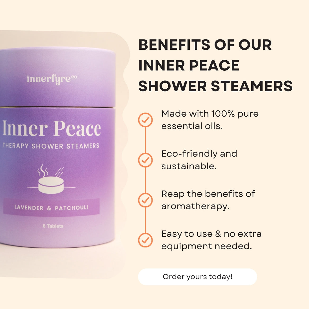 Innerfyre Inner Peace Shower Steamer – Lavender & Patchouli