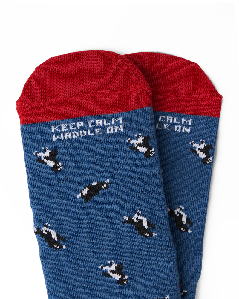 Talking Socks Talking Toes Keep Calm Penguin Kids Crew Sock (7-9Y Sock)