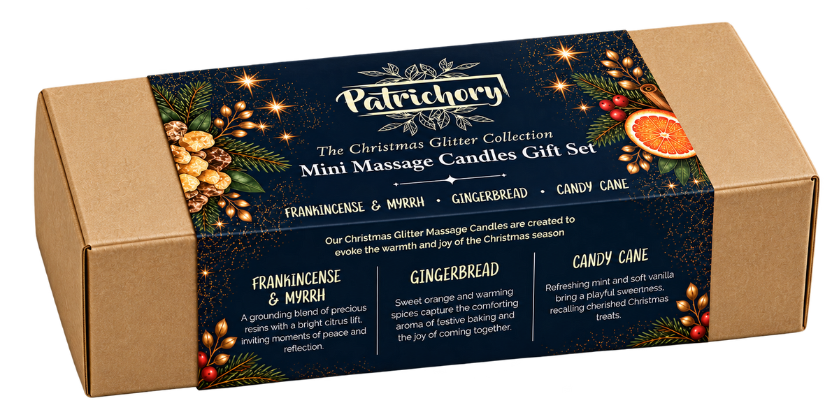 Patrichory Christmas Glitter Collection - Mini Massage Candles Gift Set (3 Pack)