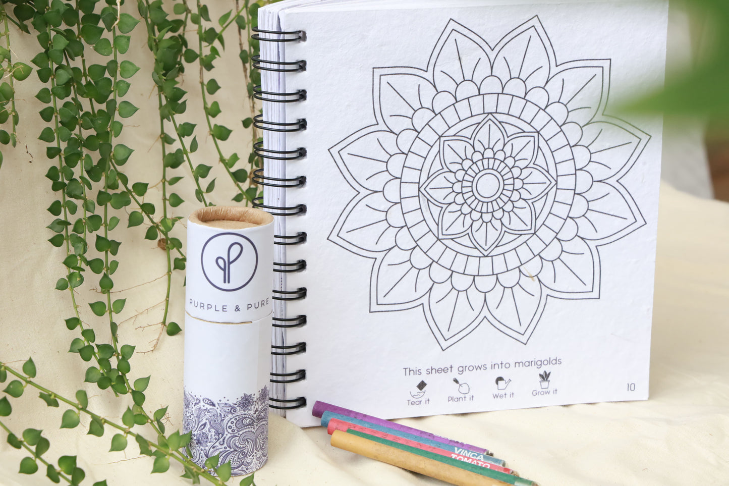 Purple & Pure Plantable Mandala Design Colouring Book