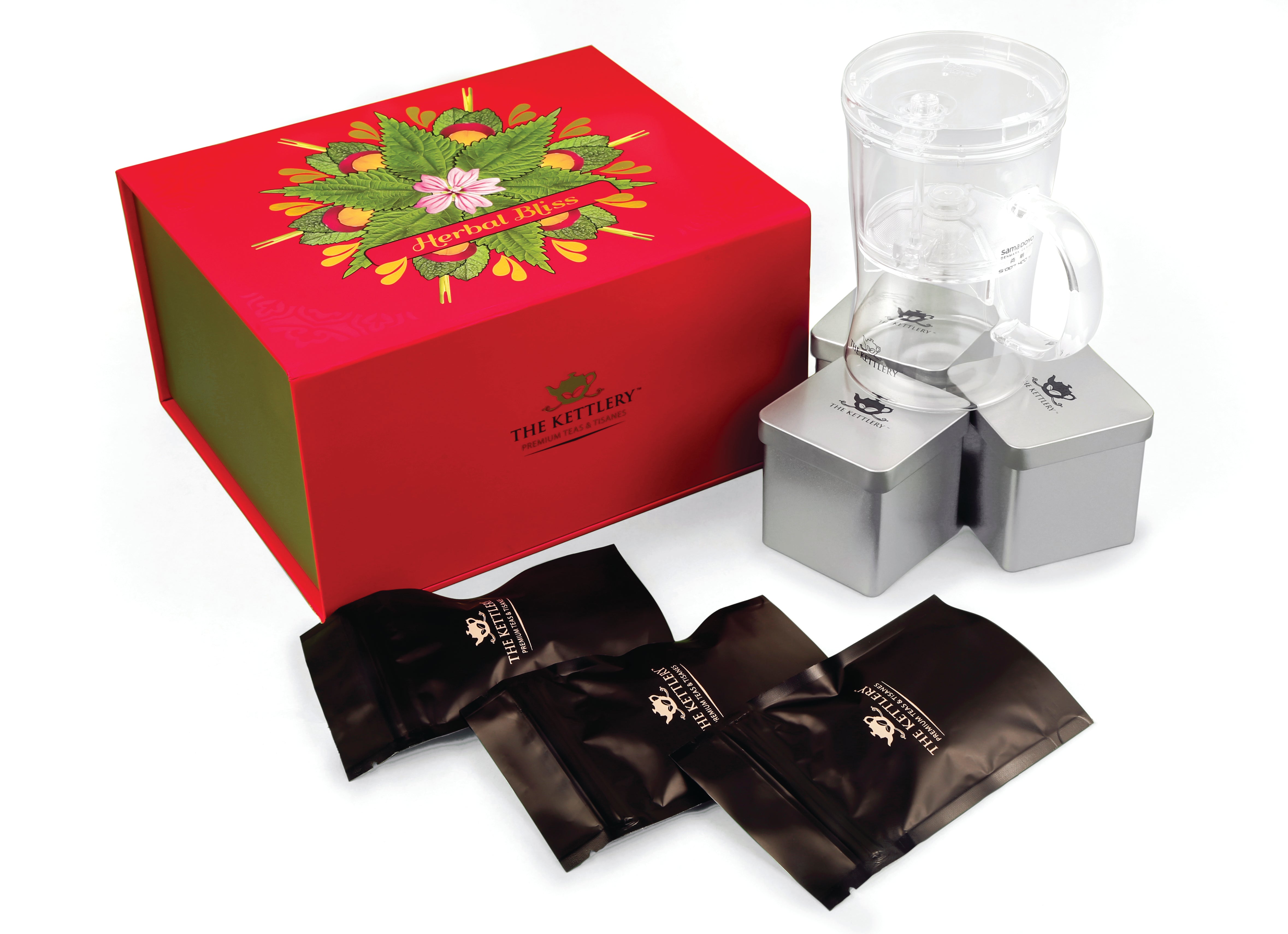 The Kettlery Herbal Bliss Tea Set | Premium Tea Gifts | Assorted Gift Box with 3 Detox Herbal Blends | Herbal Tea Gifts | Premium Teas & Tisanes