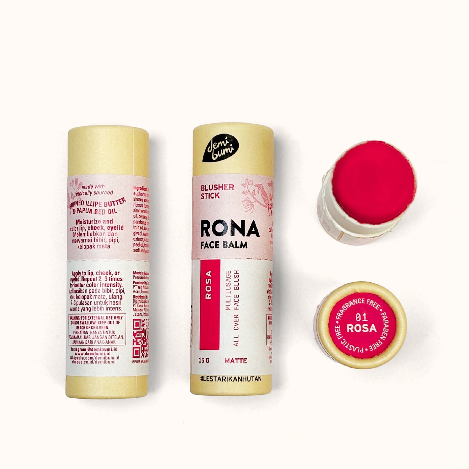 Demibumi Rona Face Tinted Balm - Rosa | Make Up | The Green Collective SG