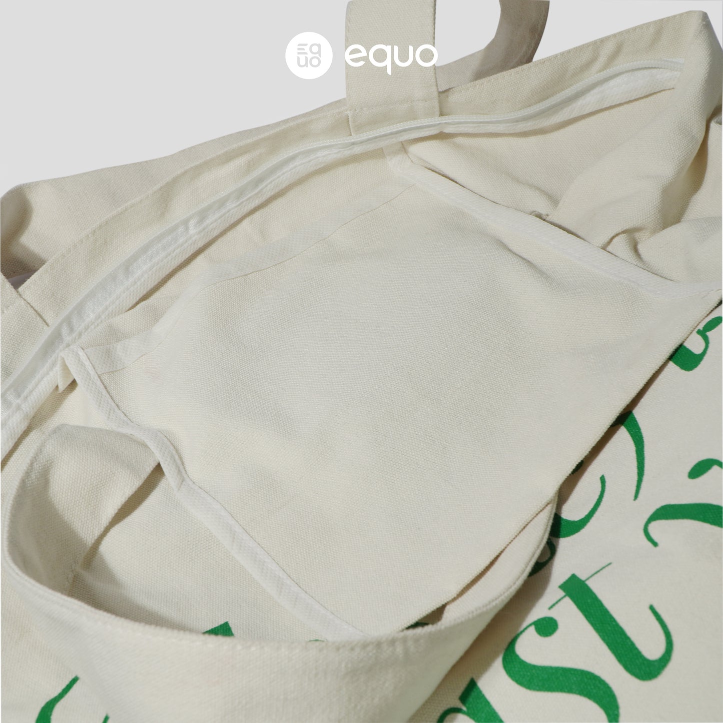 EQUO White Canvas Tote Bag for Daily Use