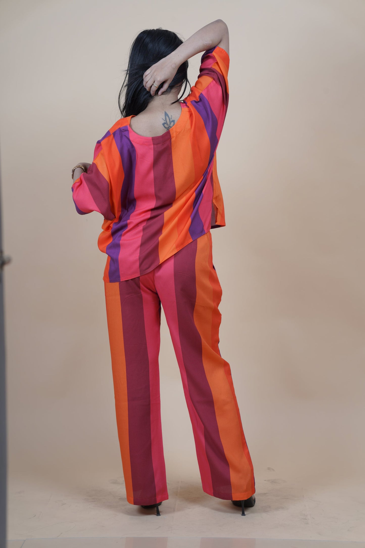 ViryaByUrbi 2-Pc Striped Cotton Rayon Co-ord Set – Multicolor