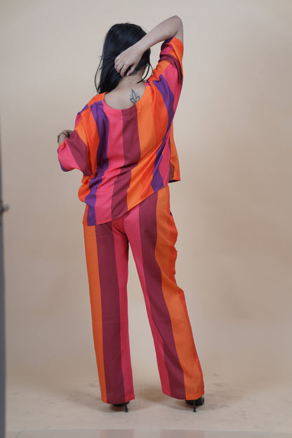 ViryaByUrbi 2-Pc Striped Cotton Rayon Co-ord Set – Multicolor