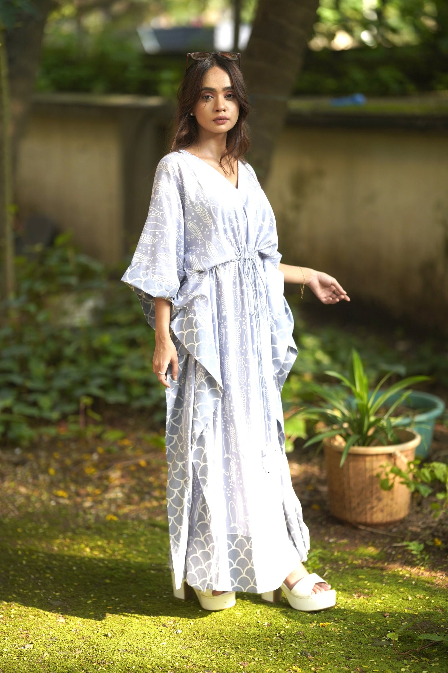 ViryaByUrbi Soft Cotton Kaftan - Soft Grey