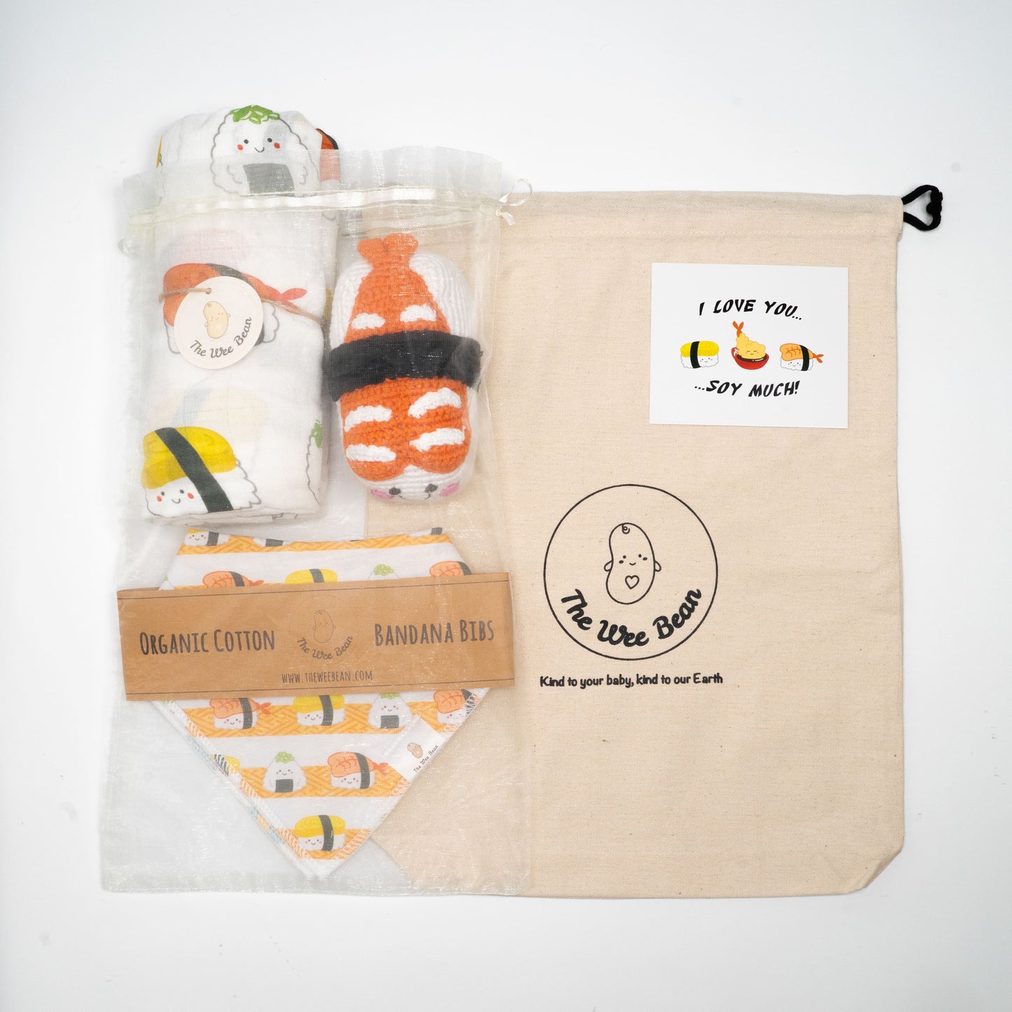 Wee Bean Little Essentials Gift Set (Sushi) - Organic, Gentle & Perfect for Sensitive Skin