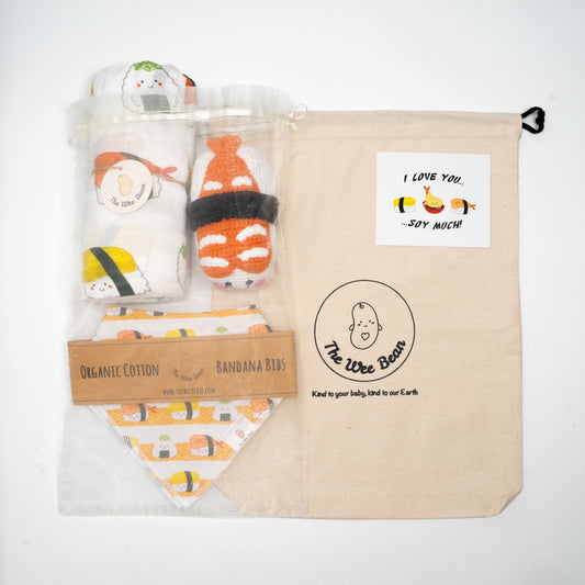 Wee Bean Little Essentials Gift Set (Sushi) - Organic, Gentle & Perfect for Sensitive Skin