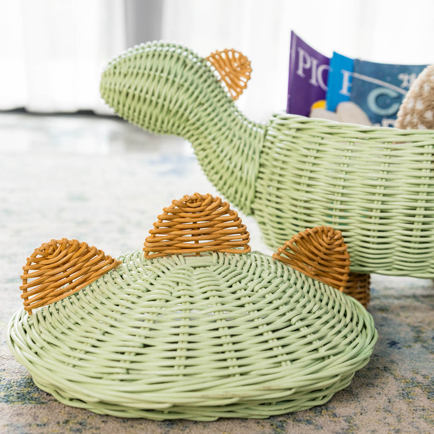 Momiji Dinosaur Storage Basket - Medium Mint Green
