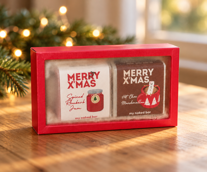 My Naked Bar Christmas Cosy Duo – Handcrafted Vegan Soap Gift Set (Red Box)