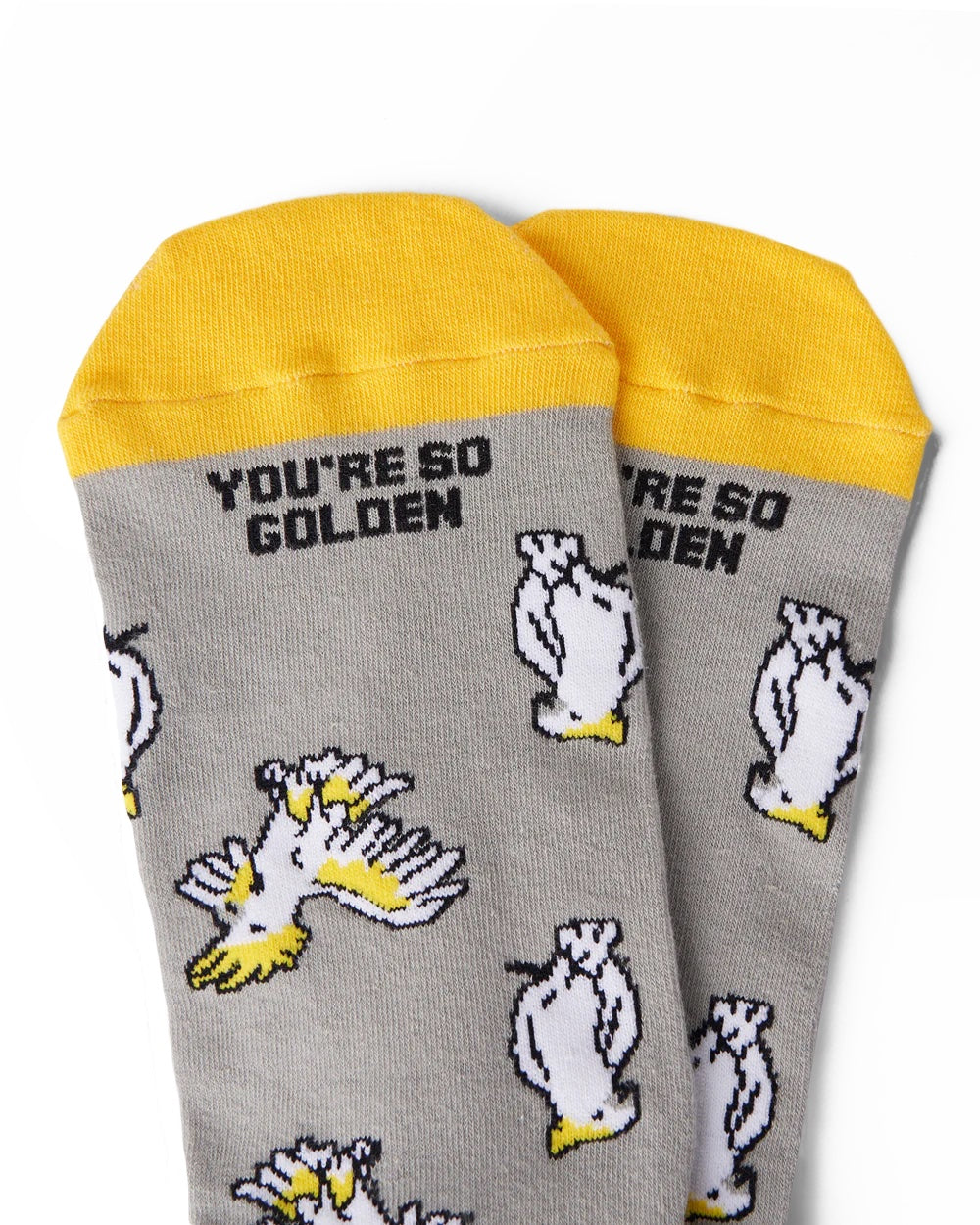 Talking Toes Golden Cockatoo One Size Crew Socks for Adults