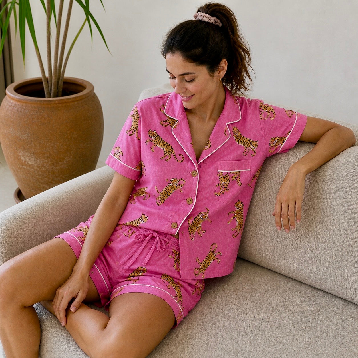 ViryaByUrbi 3-Pc Cotton PJ Shorts Set - Pink