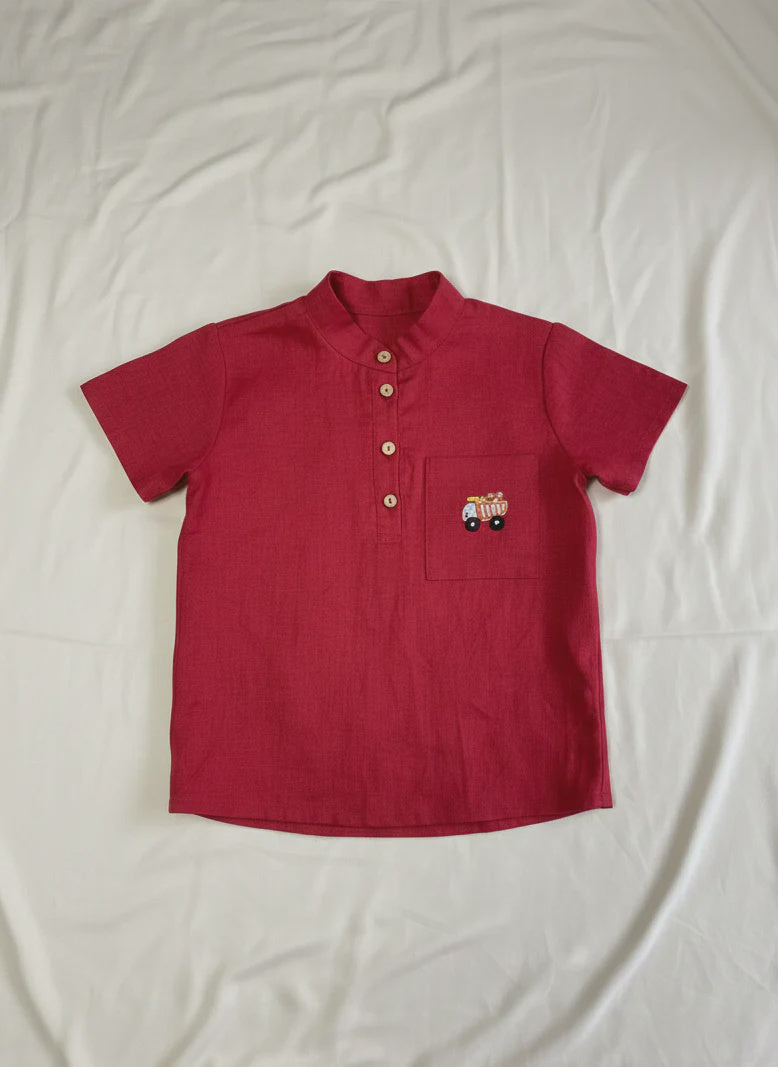 Purestitch Red Dumpster Truck Shirt for Boys