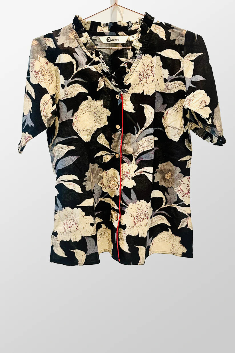 ViryaByUrbi 4-Pc cotton PJ Shorts set - Black Printed