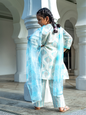 Gul Girls Kurti with Pants Set in Cotton with Net Dupatta