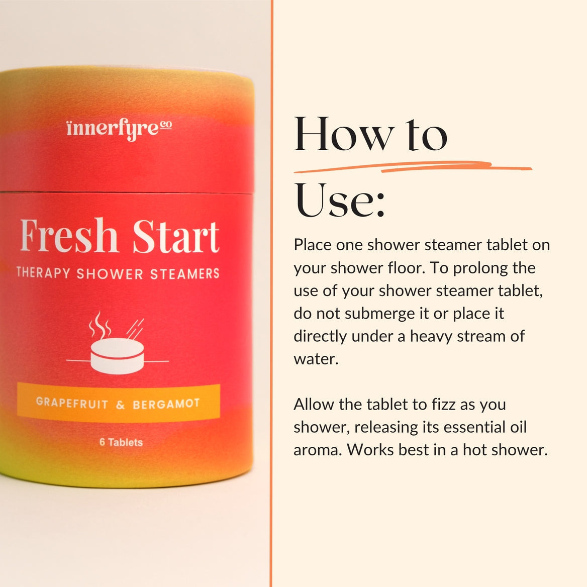 Innerfyre Fresh Start Shower Steamer – Grapefruit & Bergamot