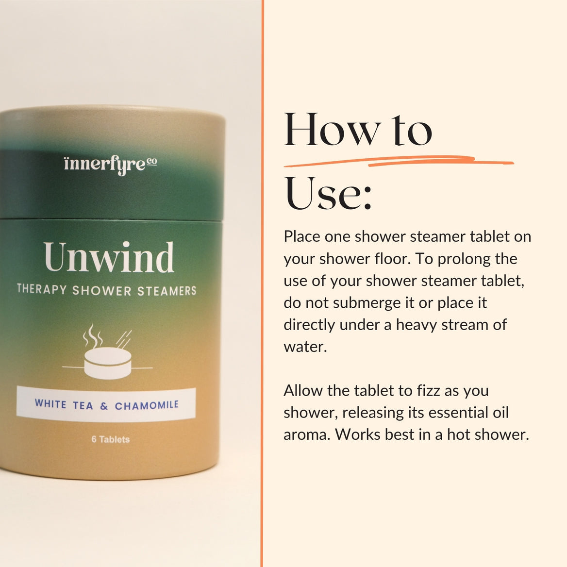 Innerfyre Unwind – White Tea & Chamomile Shower Steamer