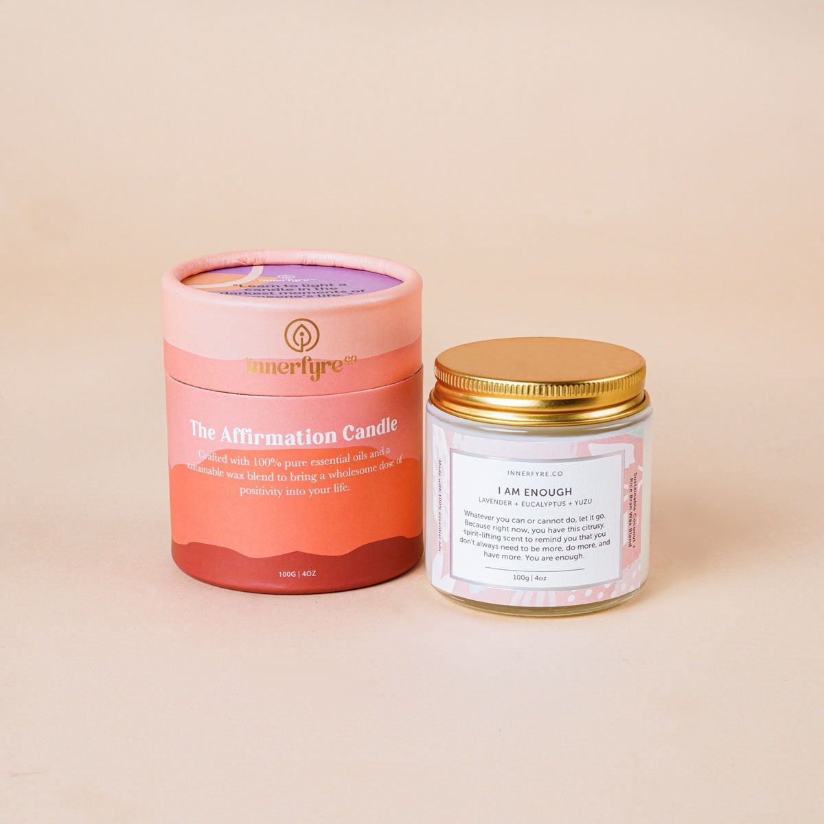 Innerfyre I AM ENOUGH Affirmation Crystal Candle – Lavender & Bergamot | 100g