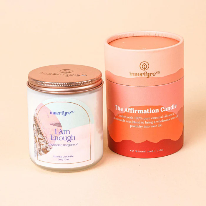 Innerfyre I AM ENOUGH Affirmation Crystal Candle – Lavender & Bergamot | 200g