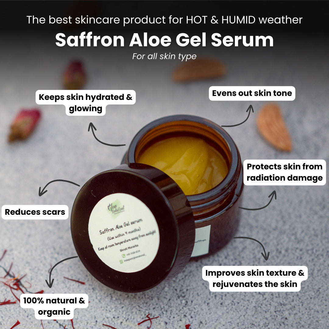 Glownatureal Saffron Aloe Gel Face Serum – Brightening & Hydrating Facial Serum