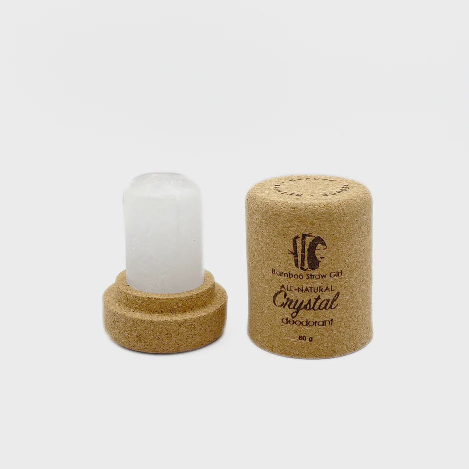 Bamboo Straw Girl Crystal Deodorant Stick in Eco-friendly Cork Packaging
