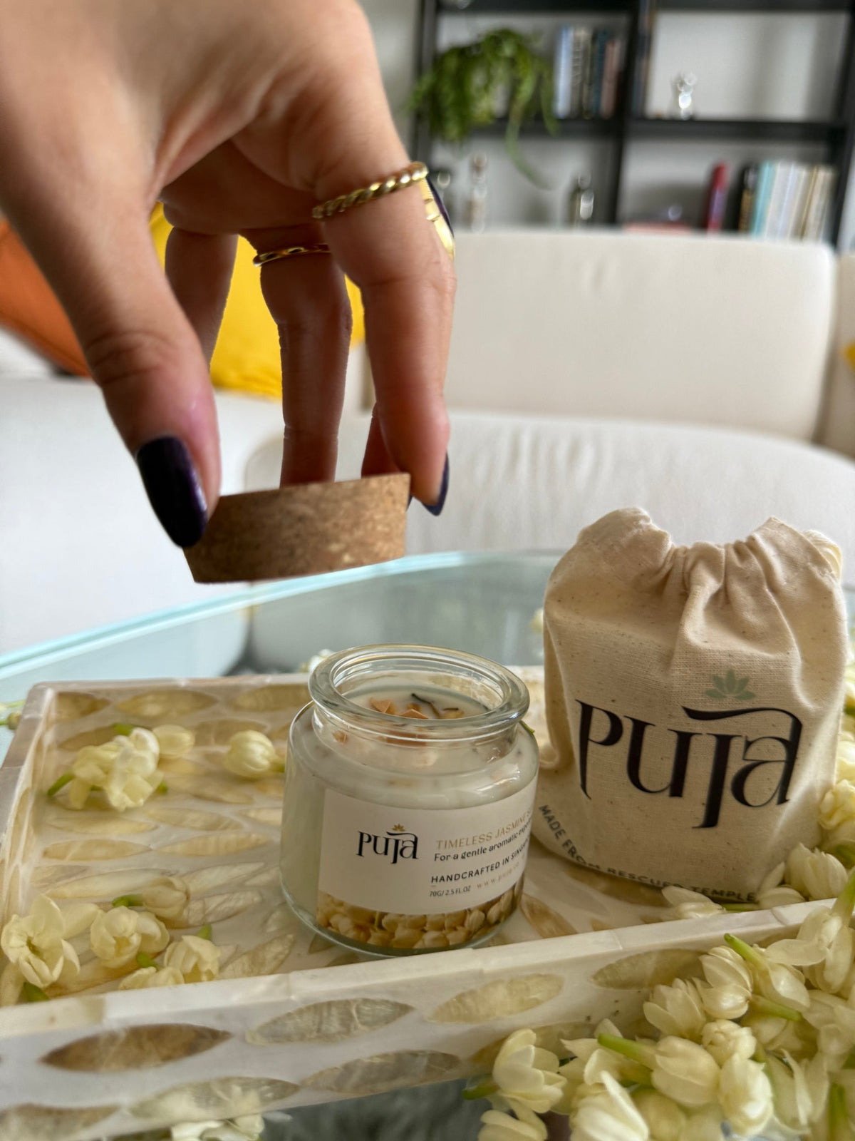 Timeless Jasmine Scented Soy Wax Candle by Puja