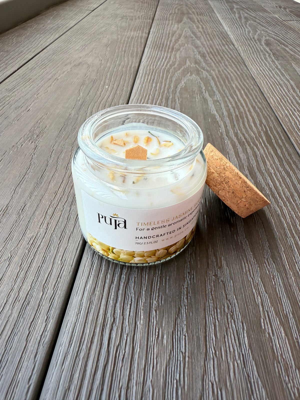 Timeless Jasmine Scented Soy Wax Candle by Puja