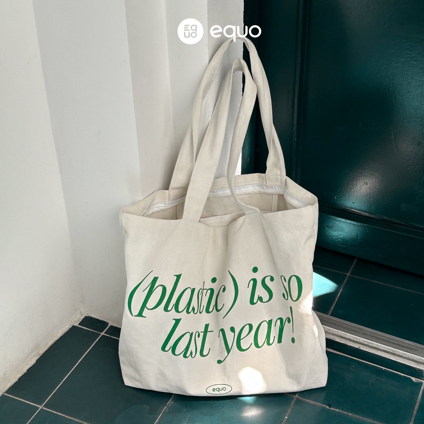 EQUO White Canvas Tote Bag for Daily Use