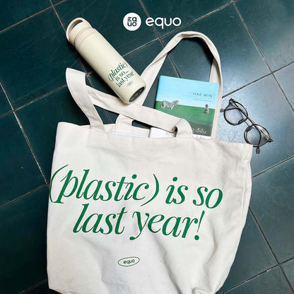 EQUO White Canvas Tote Bag for Daily Use