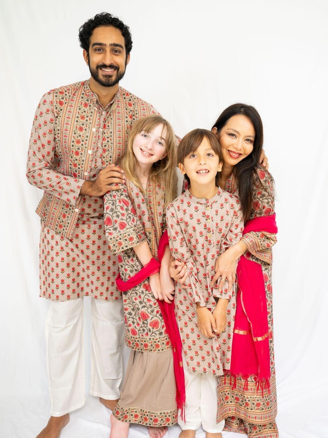 Kamal Pink & Gold Girls Kurti Sharara in Cotton
