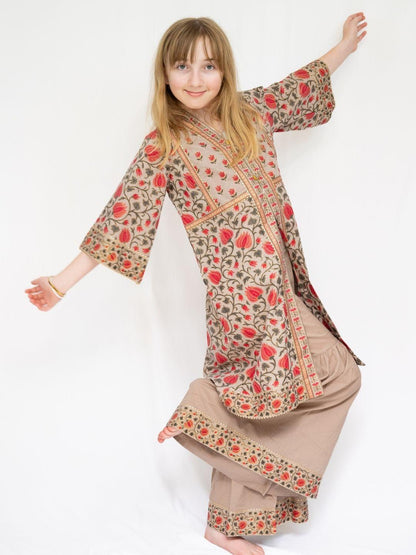 Kamal Pink & Gold Girls Kurti Sharara in Cotton
