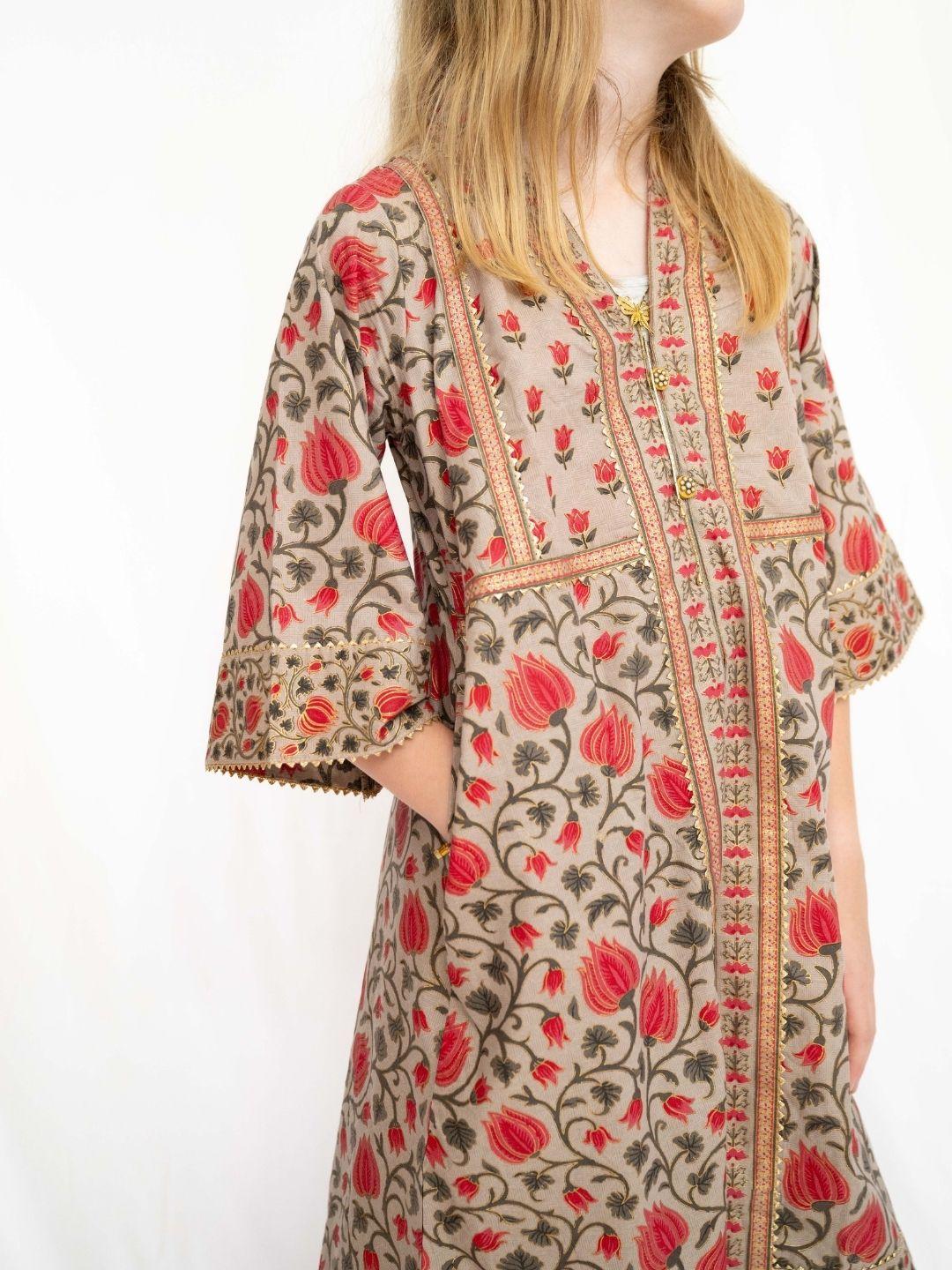 Kamal Pink & Gold Girls Kurti Sharara in Cotton