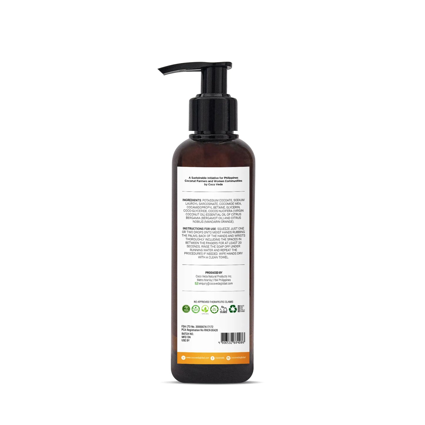 Coco Veda Mandarin Orange and Bergamot Hand Wash For Dry & Itchy Skin
