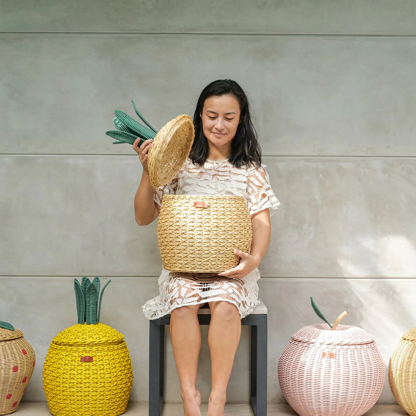 Momiji Pineapple Storage Basket - Medium Natural