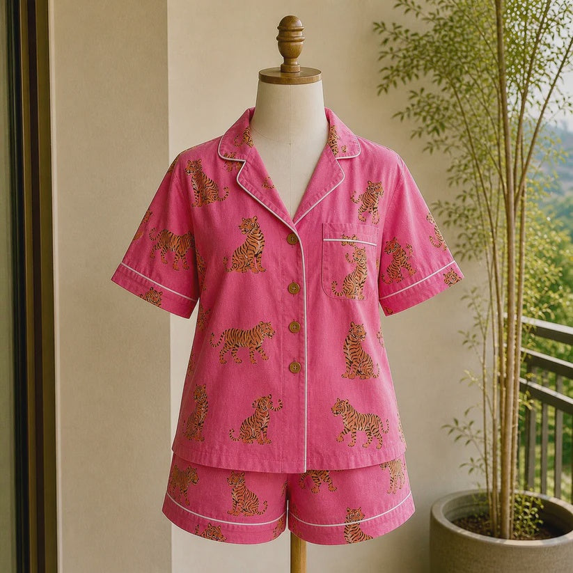ViryaByUrbi 3-Pc Cotton PJ Shorts Set - Pink