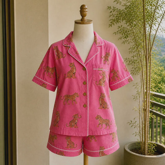ViryaByUrbi 3-Pc Cotton PJ Shorts Set - Pink