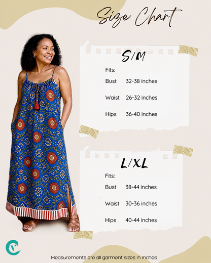 ViryaByUrbi Floral Blue Cotton Spaghetti Dress