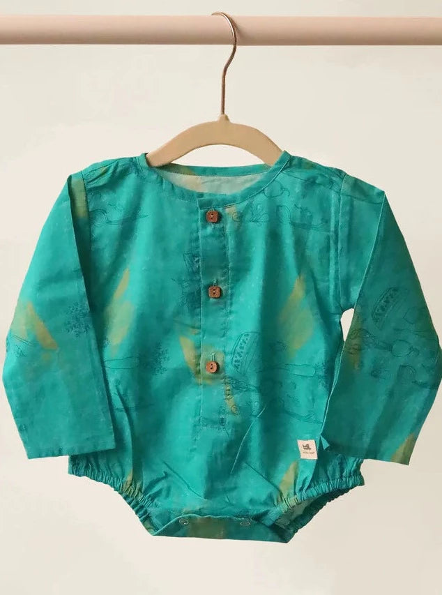 MIKO LOLO Teal Salad Unisex Onesie | kids Fashion | The Green Collective SG