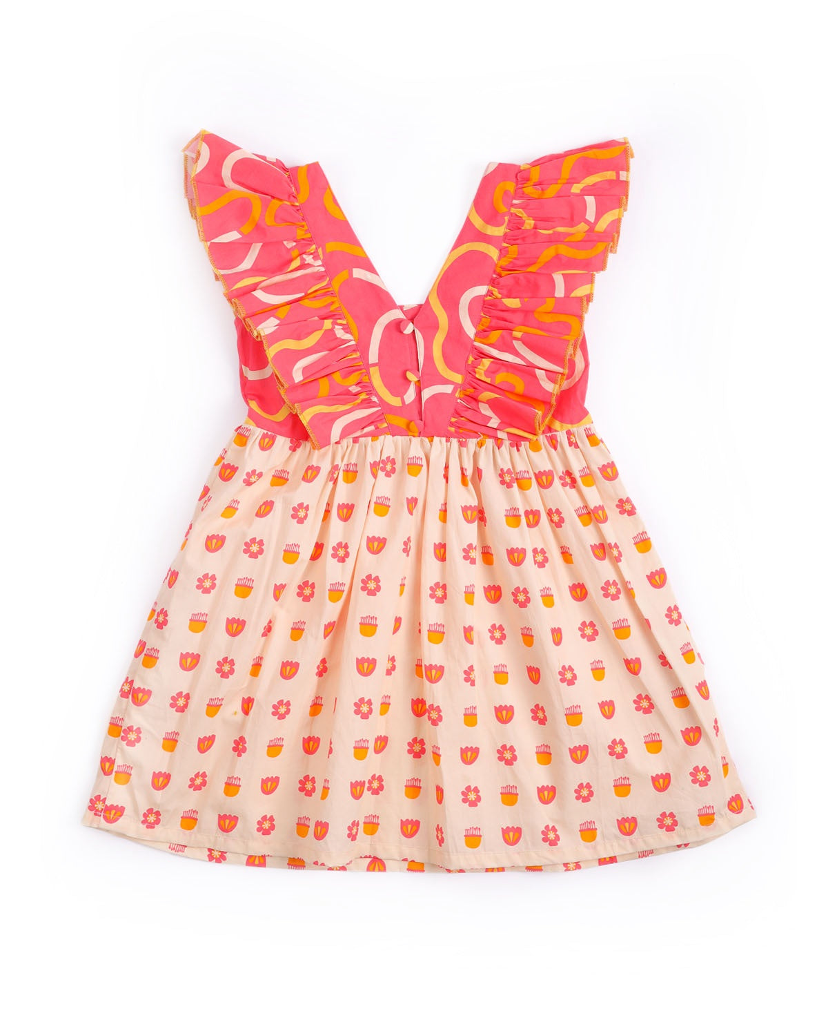MIKO LOLO Tully Ruffle Dress in Organic Cotton | kids Fashion | The Green Collective SG
