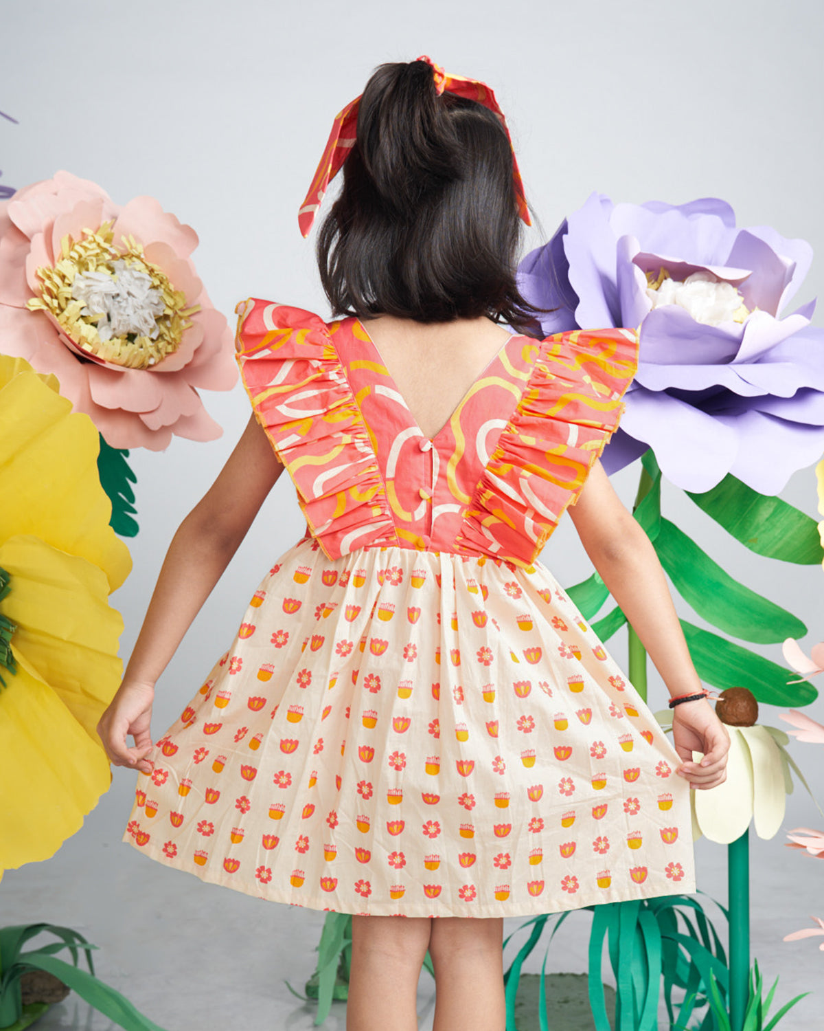 MIKO LOLO Tully Ruffle Dress in Organic Cotton | kids Fashion | The Green Collective SG